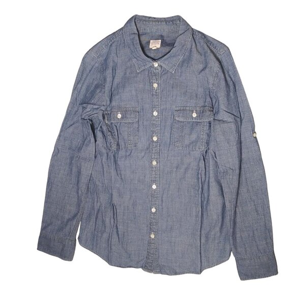 J.Crew Tops - J.Crew Button Up Long Sleeve Denim Style Top Women's Size M